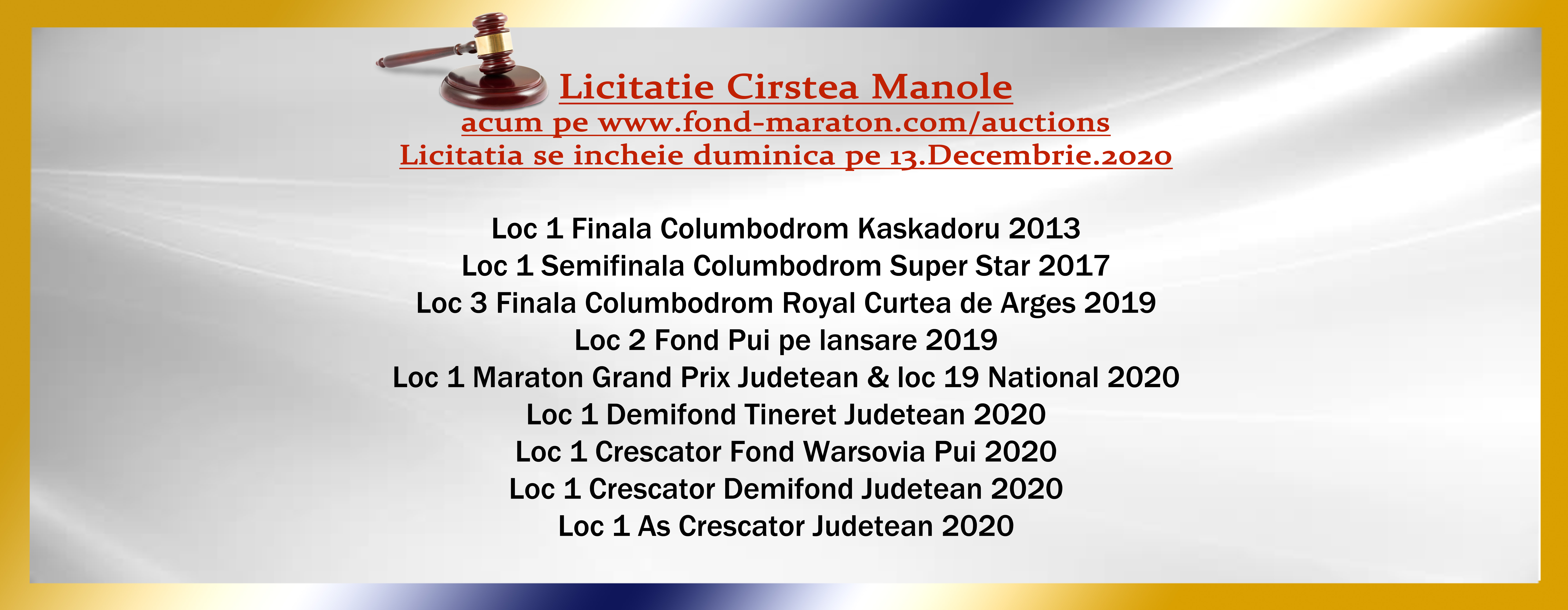 Licitatie Cirstea Manole, loc 1 Finala Columbodrom KASKADORU